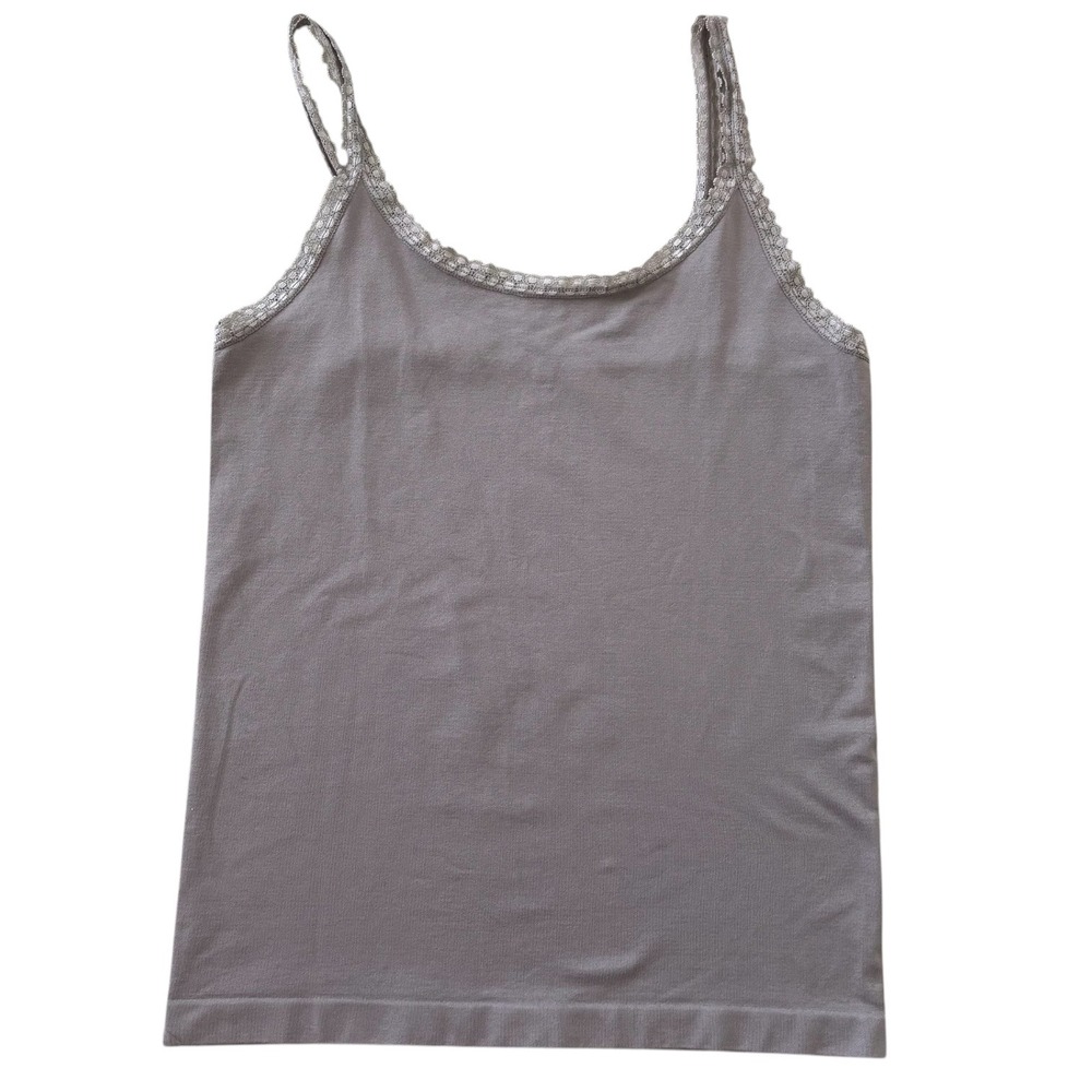 Lebody Womens Seamless Lace Trim Camisole Tank Top Taupe Grey M Basic Capsule - Picture 1 of 6